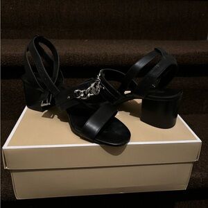 Black Strappy Heels with Chain Detail